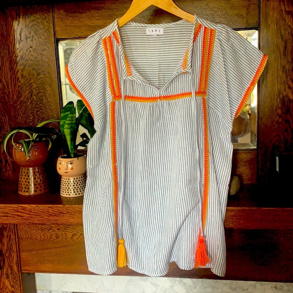 THML size xs cotton cap sleeve blouse